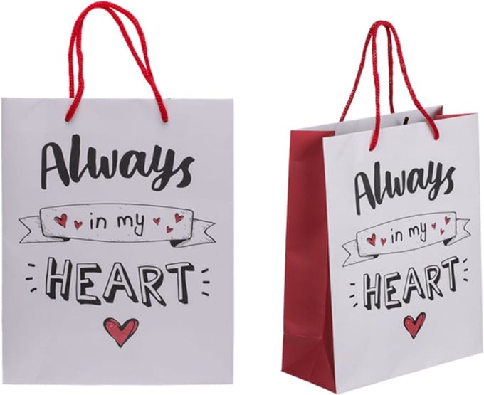 Tasjes Always In My Heart 23cm x 18cm x 8cm 10 Stuks