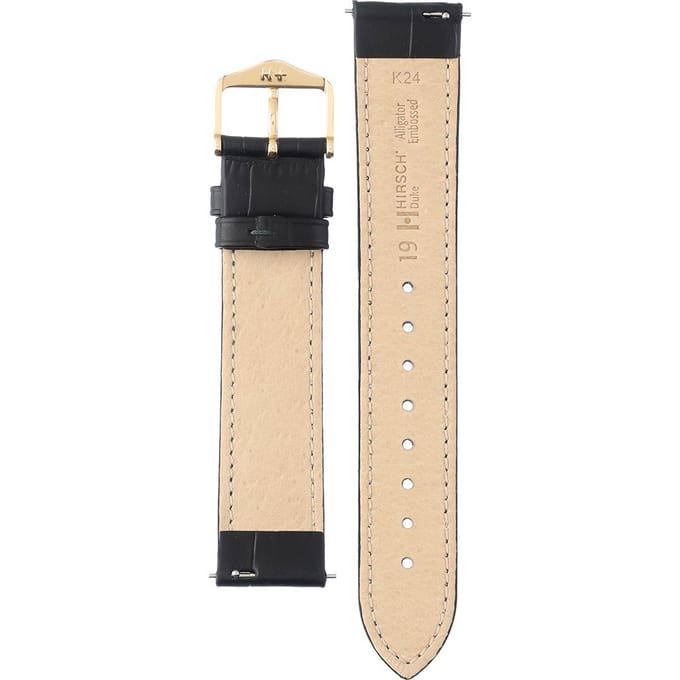 Hirsh Horlogeband Duke Zwart - Leer - 19mm