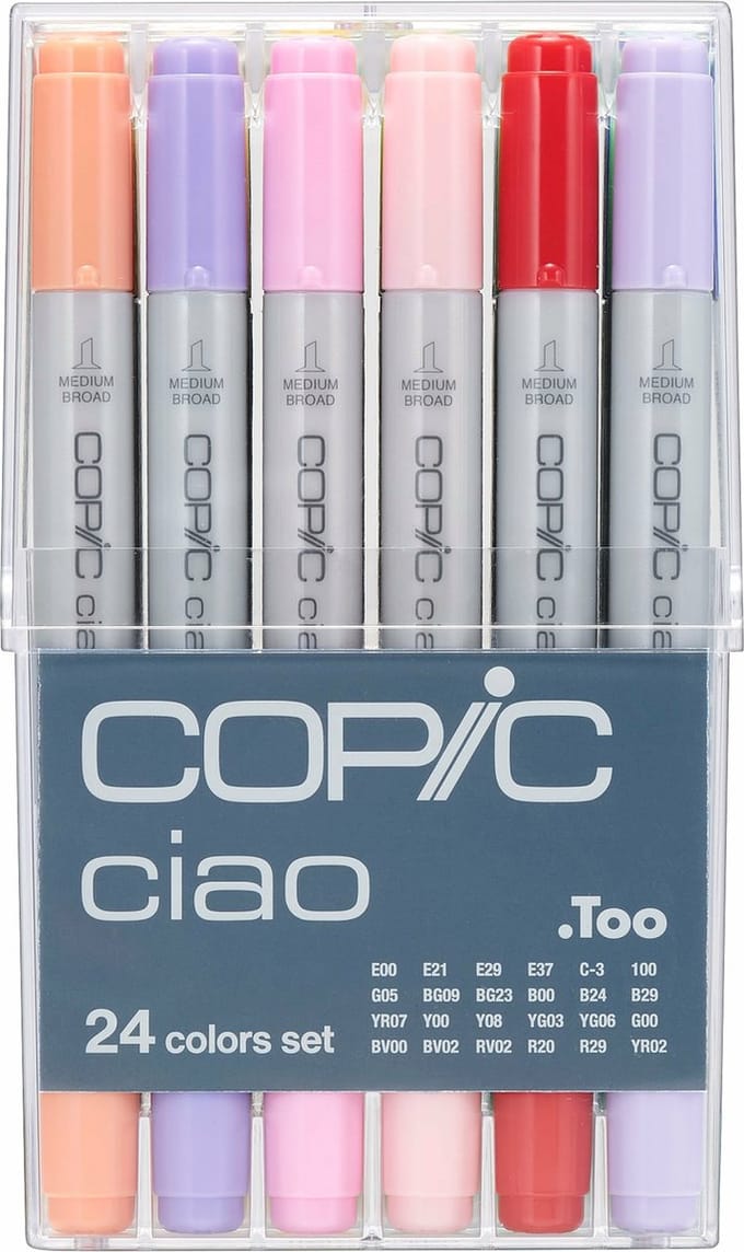 Copic Ciao 24 Set markeerstift 24 stuk(s) Beitel/penseelpunt Meerkleurig