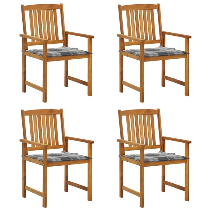 vidaXL - Tuinstoelen - 4 - st - met - kussens - massief - acaciahout