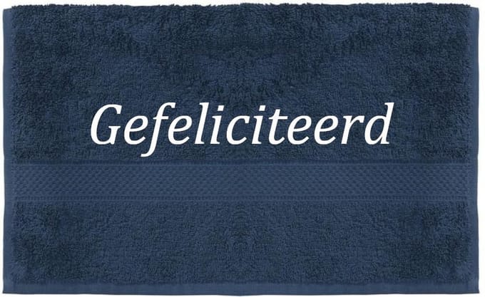 Handdoek - Gefeliciteerd - 100x50cm - Donker blauw