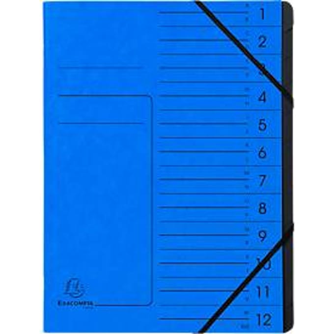 Exacompta 541202E, Project folder, A4, Karton, Blauw, 355 g/m², Elastische band