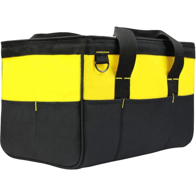 Sac à outils polyvalent en tissu Oxford, sac à fermeture éclair à large bouche, sac utilitaire multifonction avec transport Small yellow