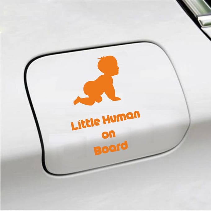 Bumpersticker - Little Human On Board - 10 X 15 - Oranje