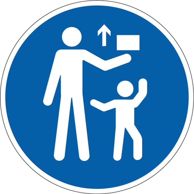 Buiten bereik van kinderen bewaren sticker, M055 300 mm