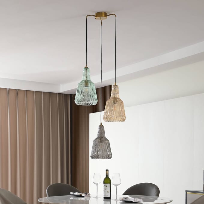 Lindby hanglamp Belarion, meerkleurig, 3-lamps, Ø 55 cm
