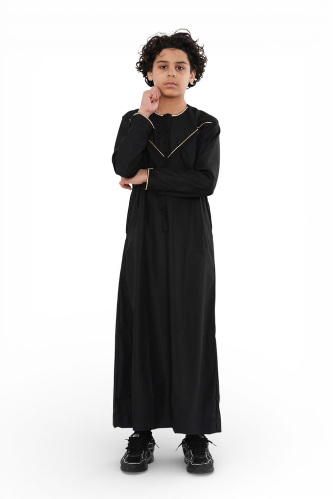 Kinderen Jongens Ramadan Zwart Marokkaanse Jubba Robe Djellaba Eid Thobe - K-TT-006