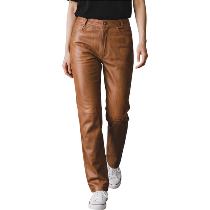 Dames beige lamsleer 501 Biker Jeans - Sogndal
