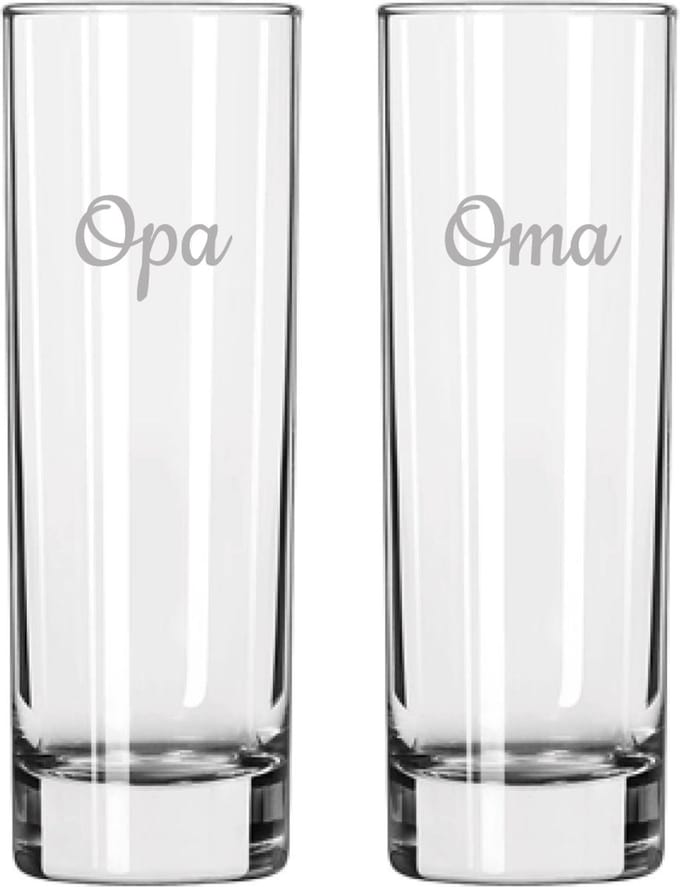 Gegraveerde longdrinkglas 22cl Opa & Oma