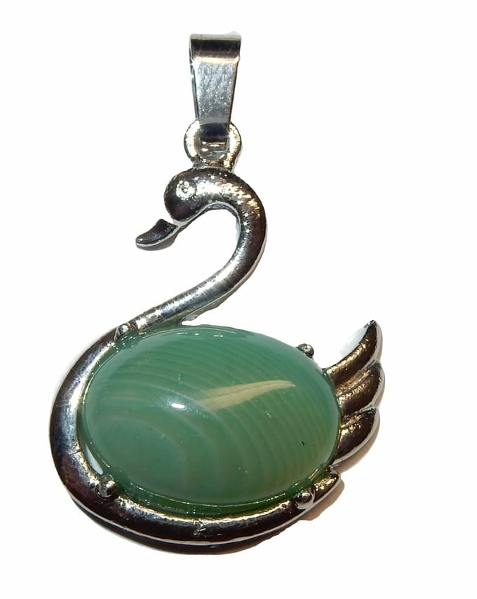 Groen Agaat Zwaan Hanger