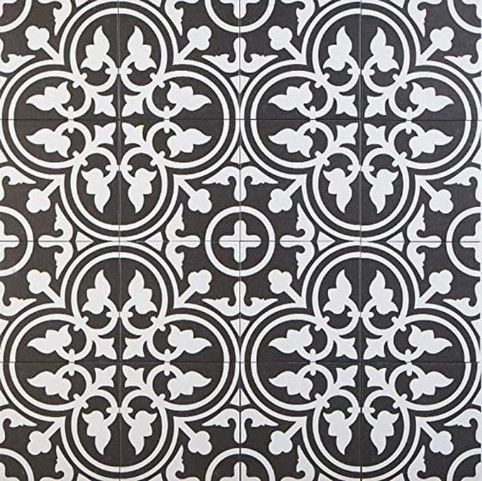 Keramische Tegels - Oosterse Vloer - Wand Vloer - Vorstbestendig Cementlook - 20 x 20 cm - Zwart Wit