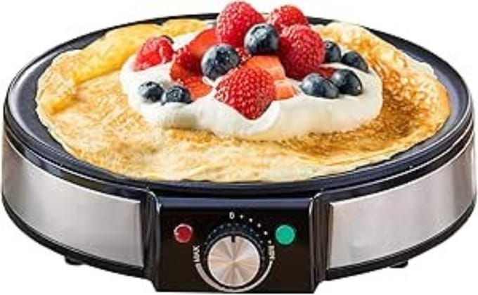 YOR® Pannenkoekenmaker - Pancake maker - Pannenkoek - Zilver - ‎29cm x 35cm x 13cm