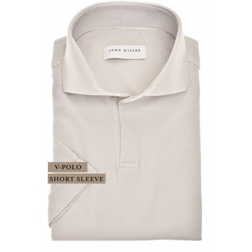 John Miller Polo Fine Pattern V-Neck Short Sleeve Hyperstretch Licht Grijs / male