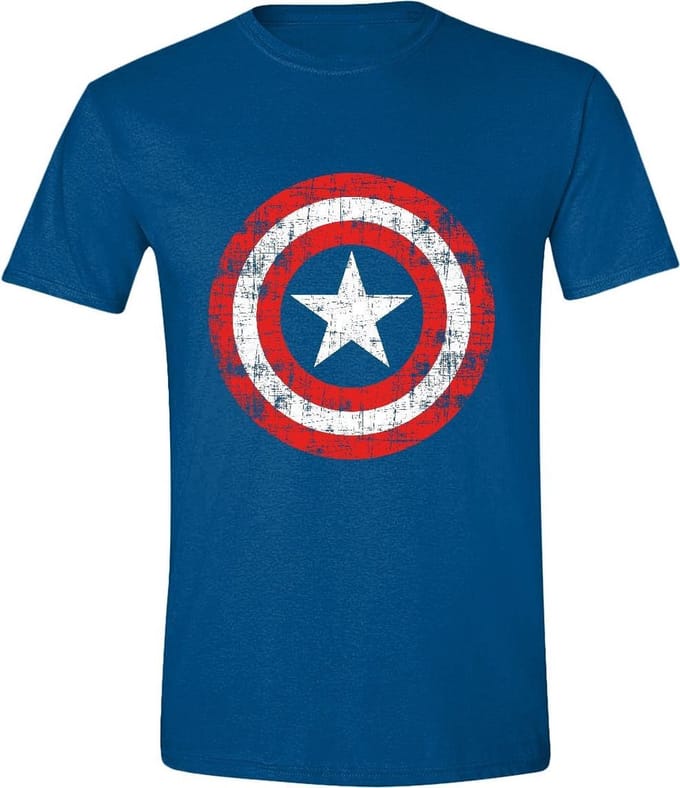 Captain America - Cracked Shield Men T-Shirt - Navy - XL