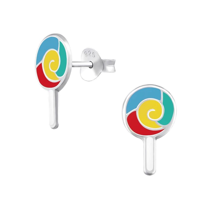 Fako Bijoux® - Kinderoorbellen - 925 Zilver - Lolly - 7x13mm - Multicolor