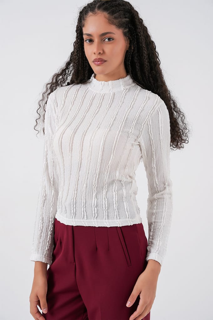 Gestructureerde Slanke Pasvorm Halve Colblouse