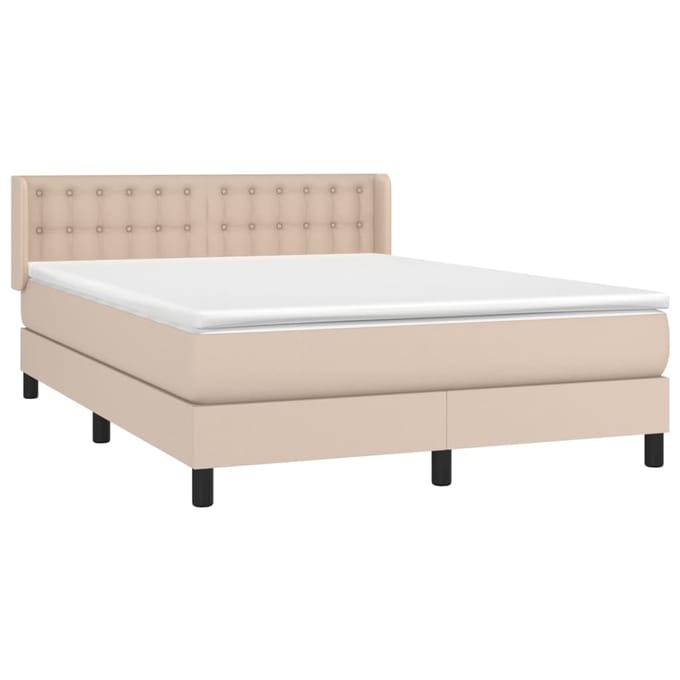 vidaXL - Boxspring - met - matras - kunstleer - cappuccinokleurig - 140x200 - cm
