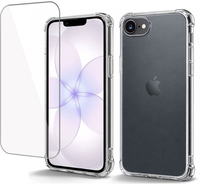 ChiGuard Hoesje & Screenprotector geschikt voor iPhone 17e Hoesje Screenprotector - Gehard Glas Cover + Shock Proof Case - Transparant