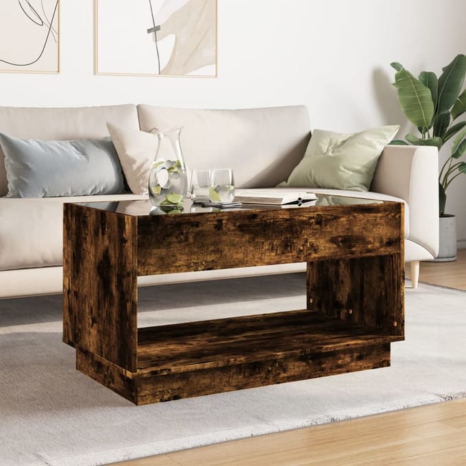 vidaXL - Salontafel - met - Infinity - LED - 90x50x50 - cm - gerookt - eikenkleurig