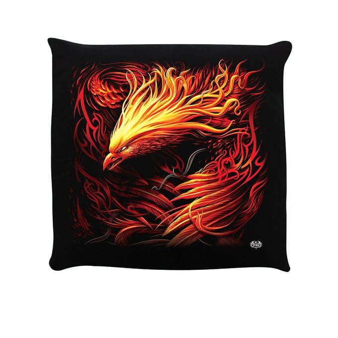 Spiral Phoenix Arisen Gevuld Kussen (Zwart/Oranje)