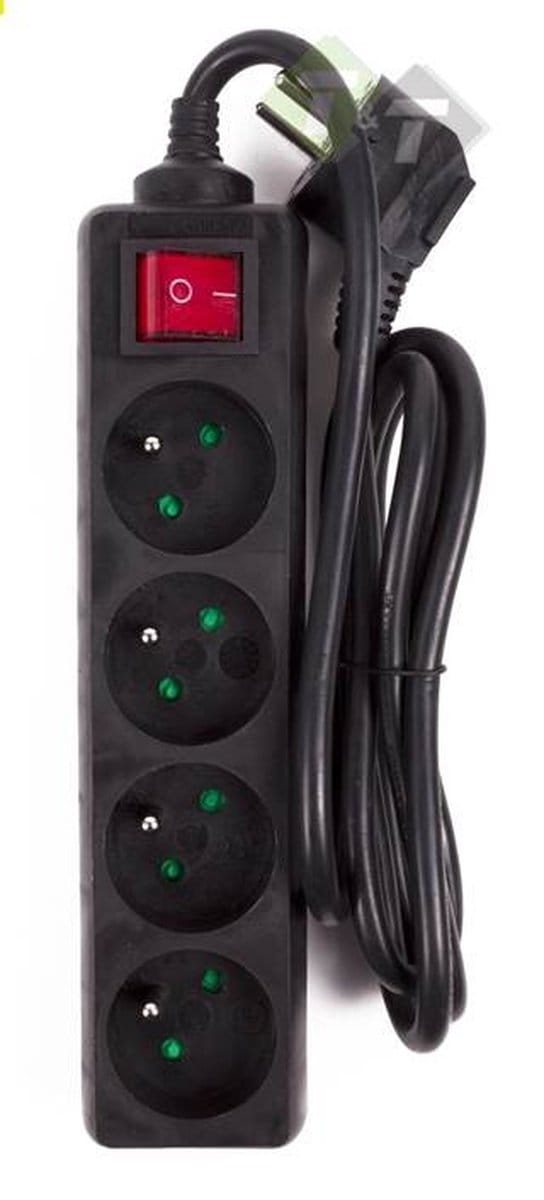 Bellson 4-Voudige Stekkerdoos Met Schakelaar - 3 Meter Kabel - Penaarde - Zwart