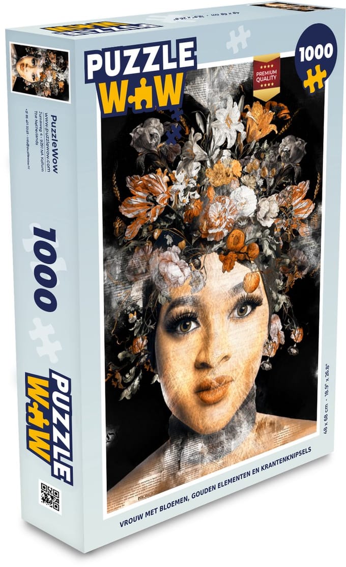 Puzzel Kranten - Vrouw - Bloemen - Legpuzzel - Puzzel 1000 stukjes volwassenen