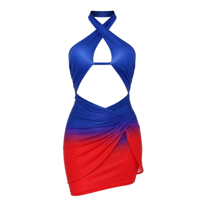 Missy Empire Mini-jurk met halternek voor dames (Blauw)