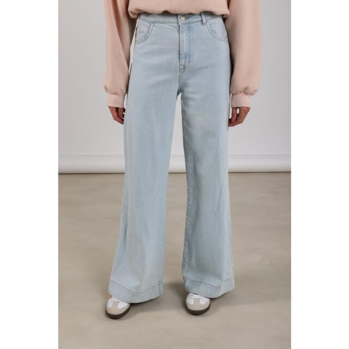 NUKUS Abby Pants Denim Strass Jeans Dames - Broek - Lichtblauw - Maat M