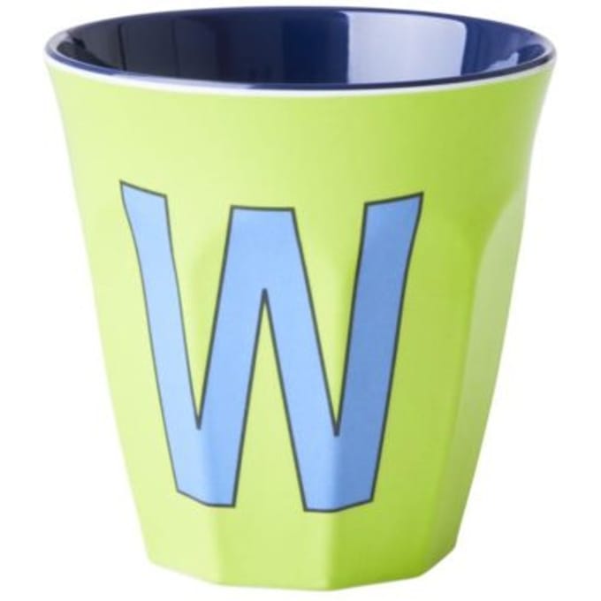 Rice melamine beker medium letter w lime groen