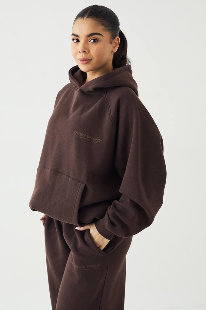 Dames DSGN Studio Sport Training Club Oversized Hoodie | Coffee Bean | Maat: 2XL