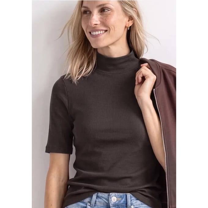 Shirt met col in ribbelpatroon
