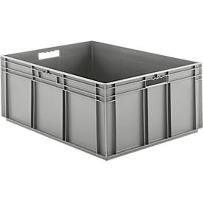 Stapelbak Euro EF 8320- polypropeen - L 800 x B 600 x H 320 mm - 122 l - open handvatten - grijs