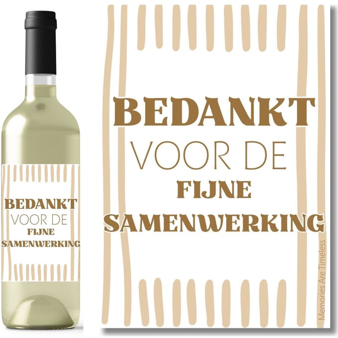 Wijnetiket Bedankt voor de Fijne Samenwerking | Cadeau Collega