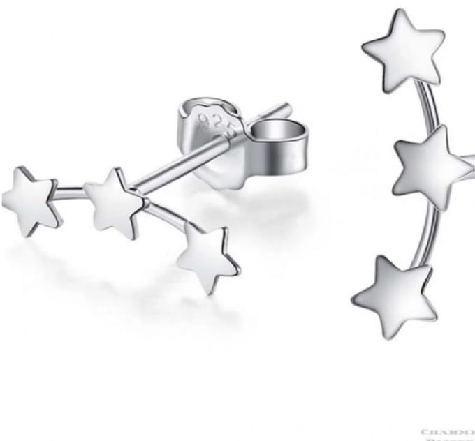 Oorbellen- Sterren- RVS- zilverkleur- Charme Bijoux
