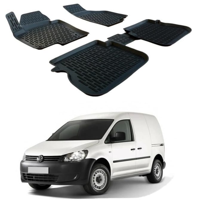 SCOUTT | 3D Tapis De Sol En Caoutchouc Premium Pour Volkswagen Caddy 2003-2015 noir