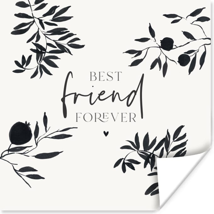 Poster BFF - Best friend forever - Vriendschap - Quotes - Spreuken - 75x75 cm