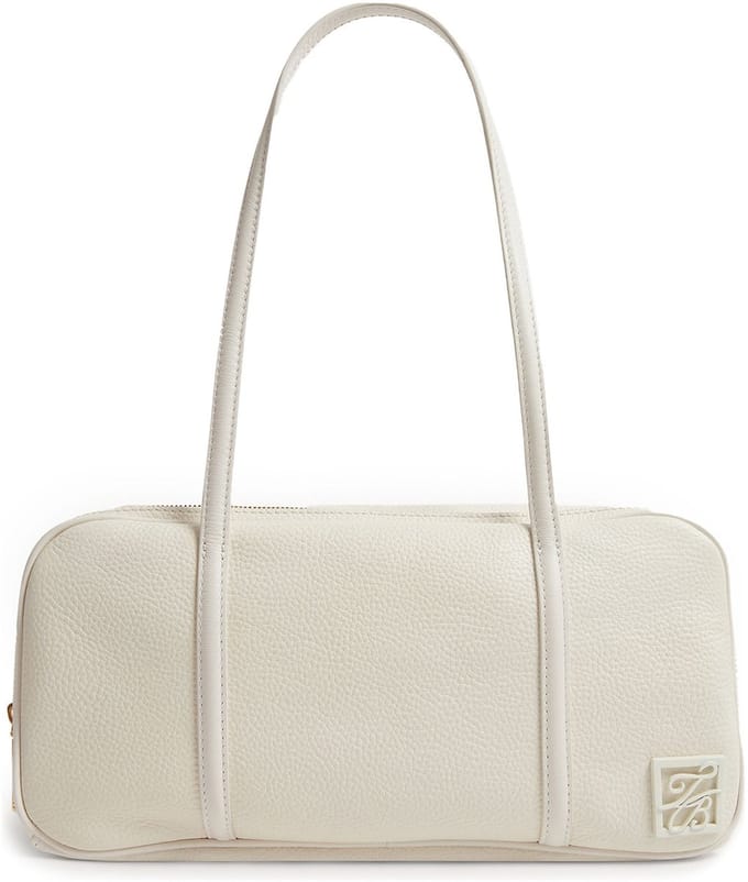 Ted Baker Leren schoudertas Amylee Double Zip Leather Bowler Bag Ivory crème