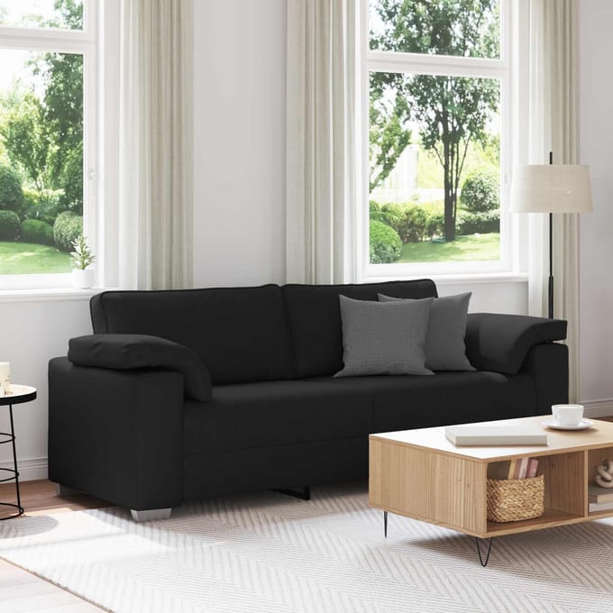 vidaXL - 3-Zits - Sofa - Zwart - 220 - cm - Stof