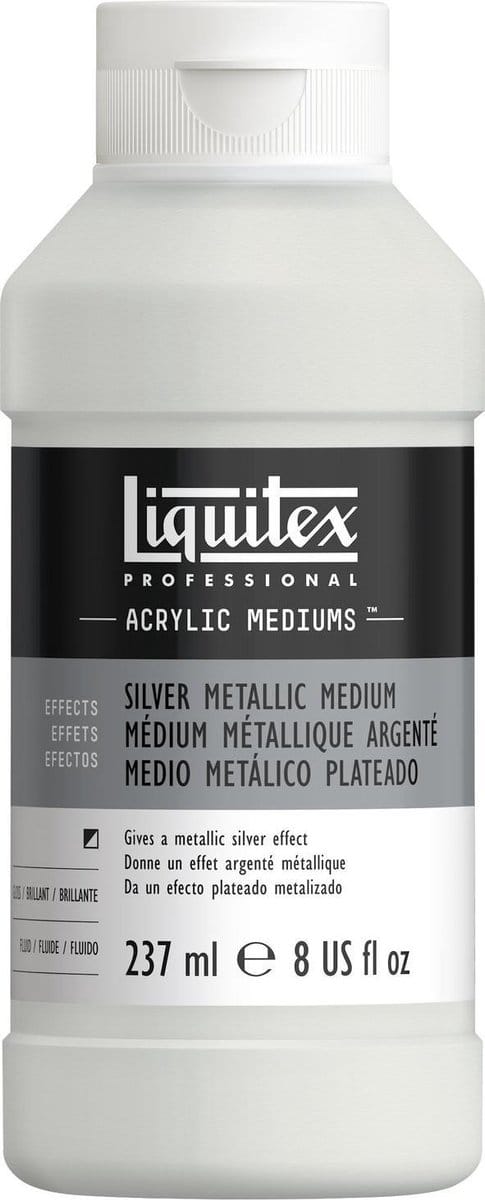 Liquitex Metallic 8508 Silver Medium 237 ml – Acrylmedium met zilvereffect, lichtvast & mengbaar - Acrylic Additive