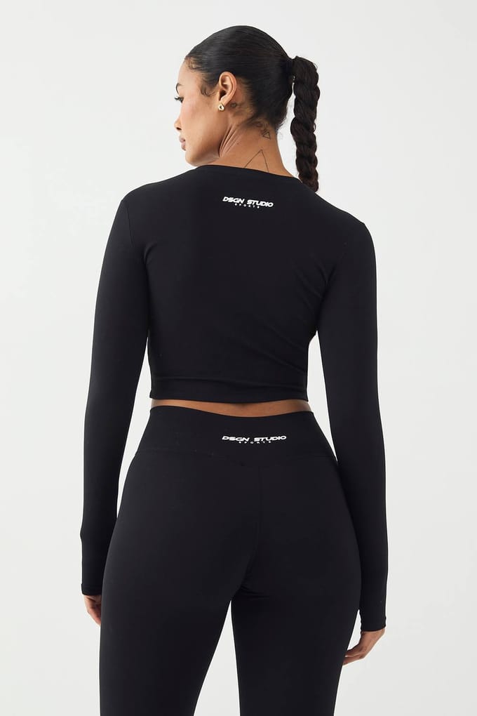 Dames DSGN Studio Ultra Sculpt Lange Mouw Top | Zwart | Maat: Medium