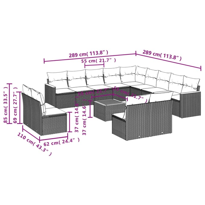 vidaXL - Patio - Sofa - Set - 13-zits - Beige - and - Grey