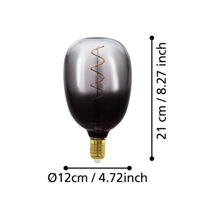 Eglo Ledfilamentlamp Spiral T120 - Smoke - D12cm - Dimbaar - Warm Wit - E27 - 4w