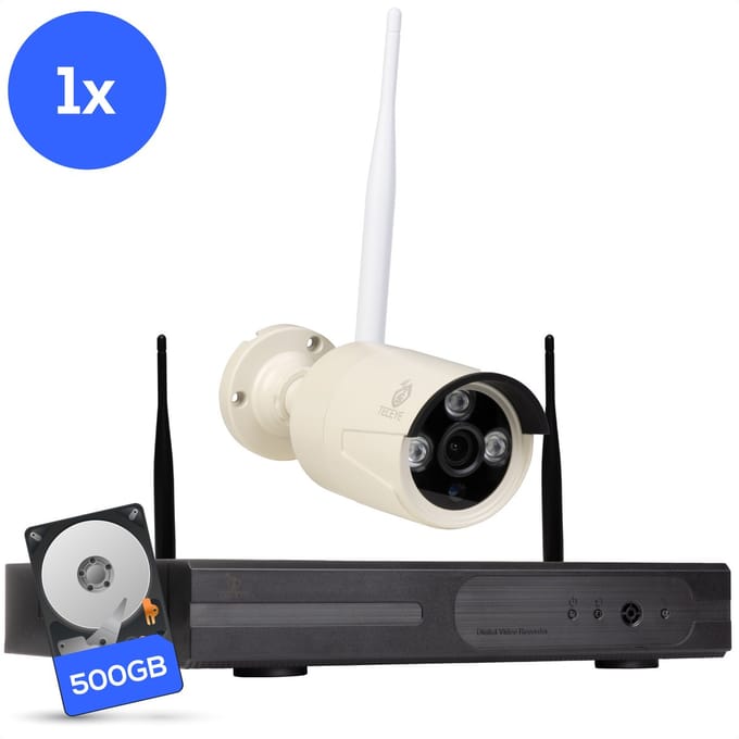 Teceye Bullet Beveiligingscamera Buiten met Recorder - Draadloze Buitencamera - 1 Camera - 500GB Opslag