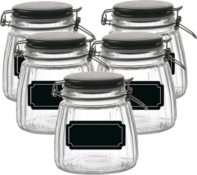 Weckpot/inmaakpot - 10x - 1L - glas - met beugelsluiting - incl. etiketten