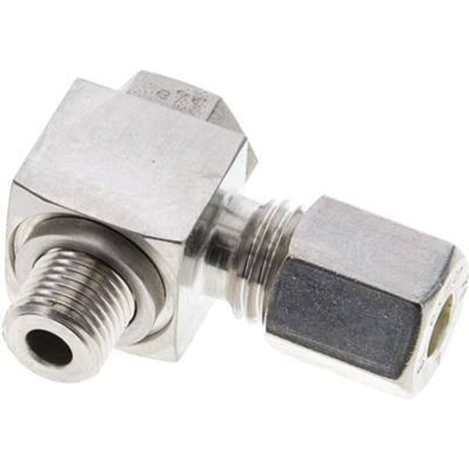 6L & M10x1 RVS Swivel Joint Knelfitting Buitendraad 315bar Draaibaar ISO 8434-1