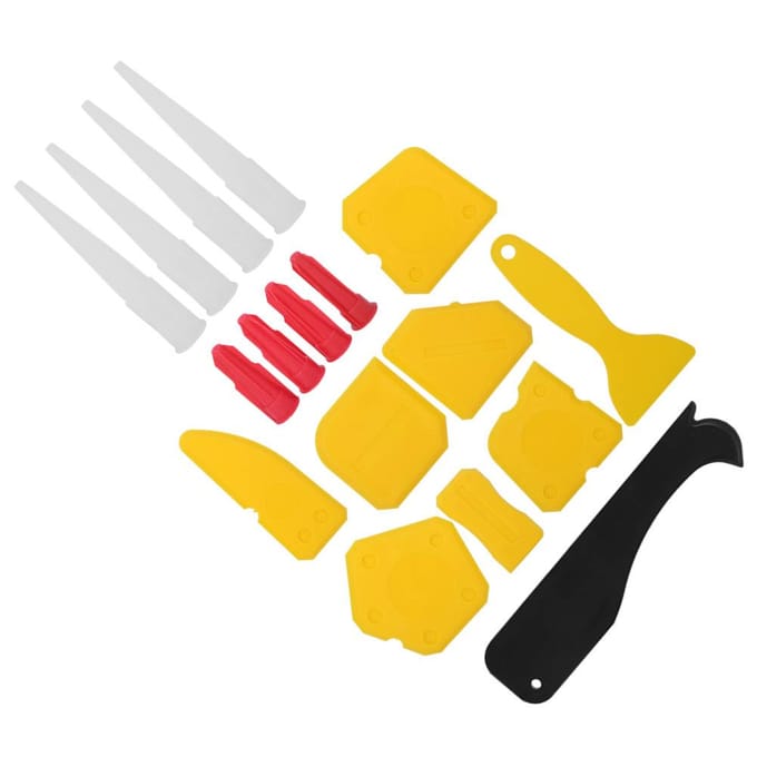 17-delige Set Plastic Kitspreider Raamkit Schraper Glaslijm Afwerkingsgereedschap Kit yellow