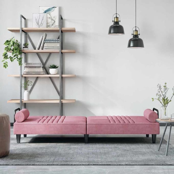 vidaXL - Slaapbank - met - armleuningen - fluweel - roze