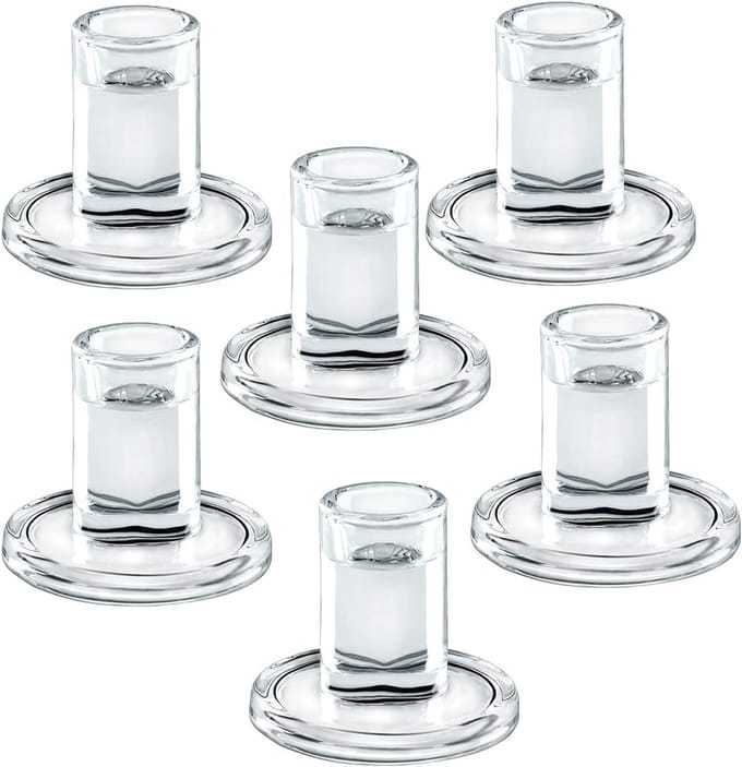 Set van 6 Transparante Glazen Kaarsenhouders voor Decoratie