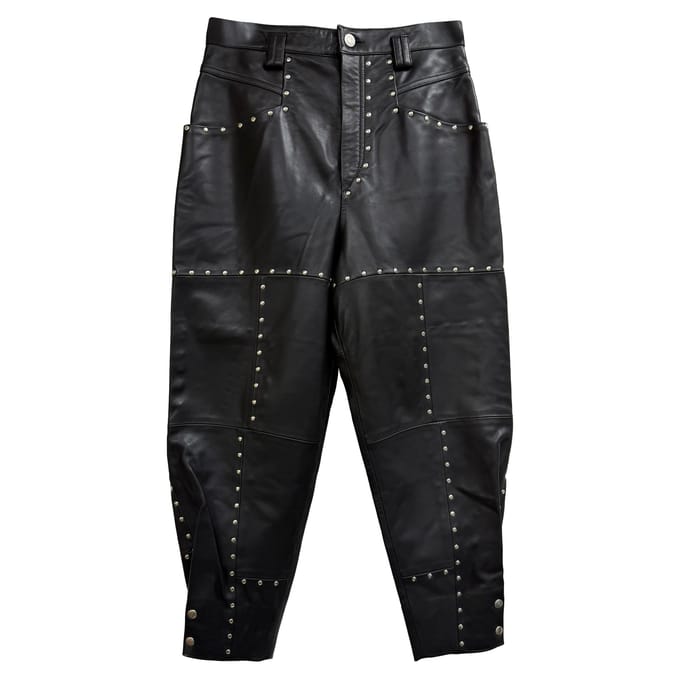 Isabel Marant Viamao taps toelopende broek met studs in zwart leer