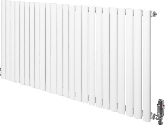 Ovale radiator 1 kolom - 600x1440 mm - wit - thermostaatkraan